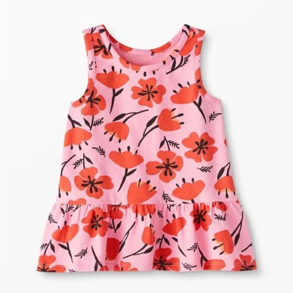 Hanna Anderson Pink Poppy Floral Sleeveless Ruffled Tier Tank Size 4 - Picture 1 of 4